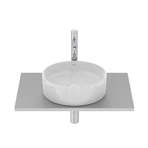 Lavabo blanco sobre-encimera (Diametro 390mm). Incluye desagüe