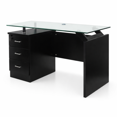 Mesa de Escritorio Negra de Vidrio