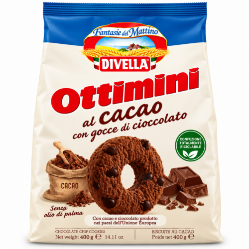 Galletas Divella Ottimini de Cacao con Chispas de Chocolate – 400 g