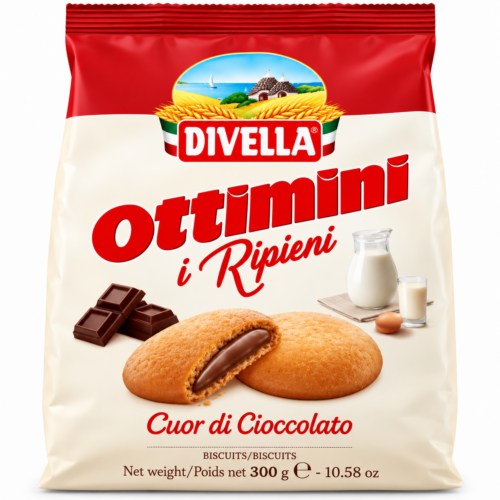 Galletas Divella Ottimini Rellenas de Chocolate – 300 g