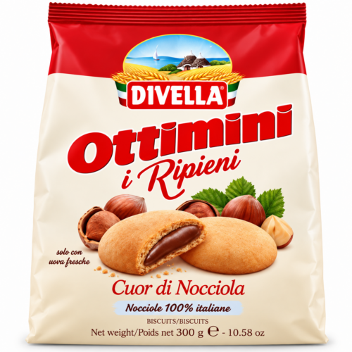 Galletas Divella Ottimini Rellenas de Avellana – 300 g