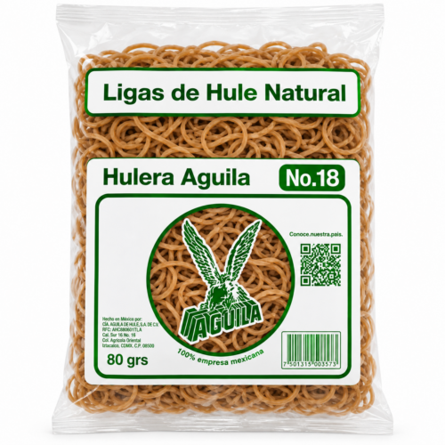 Ligas de Hule Natural Águila No. 18 – 80 g