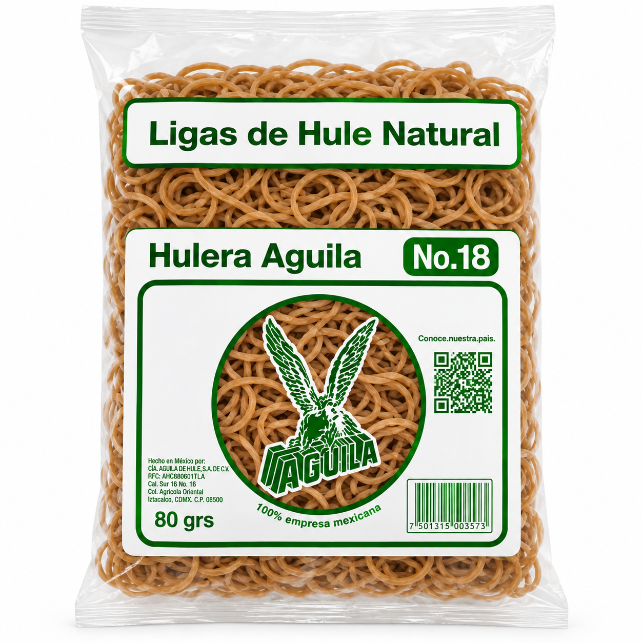 Ligas de Hule Natural Águila No. 18 – 80 g